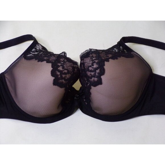 🆕CHANTELLE Orangerie Lace Plunge Underwire T-Shirt Bra 32DD Black #6762 - Picture 7 of 10